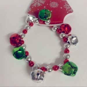 Jingle Bells Red Green Christmas Bracelet Stocking Stuffer Girl Gift
